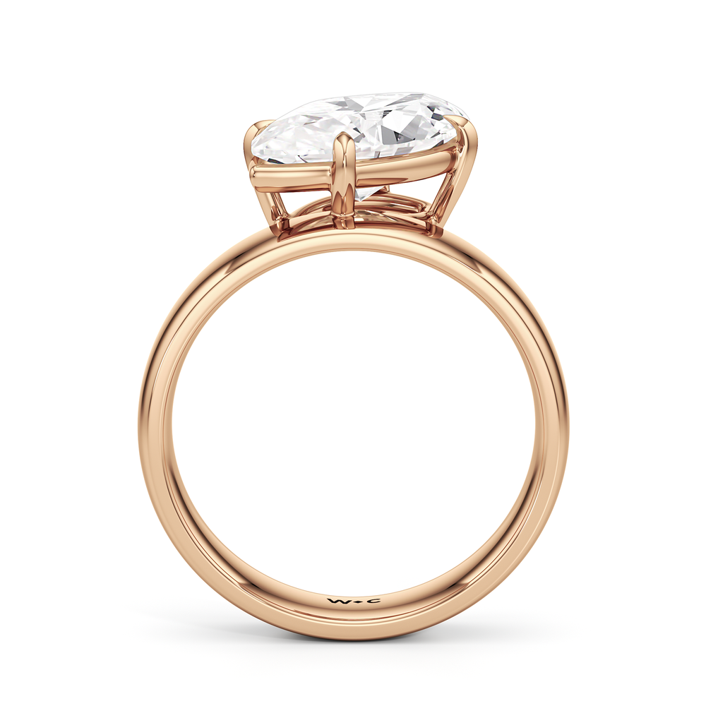 Luna Wide Band Engagement Ring with Marquise Cut Diamond in 14KT Rose Gold view 2
