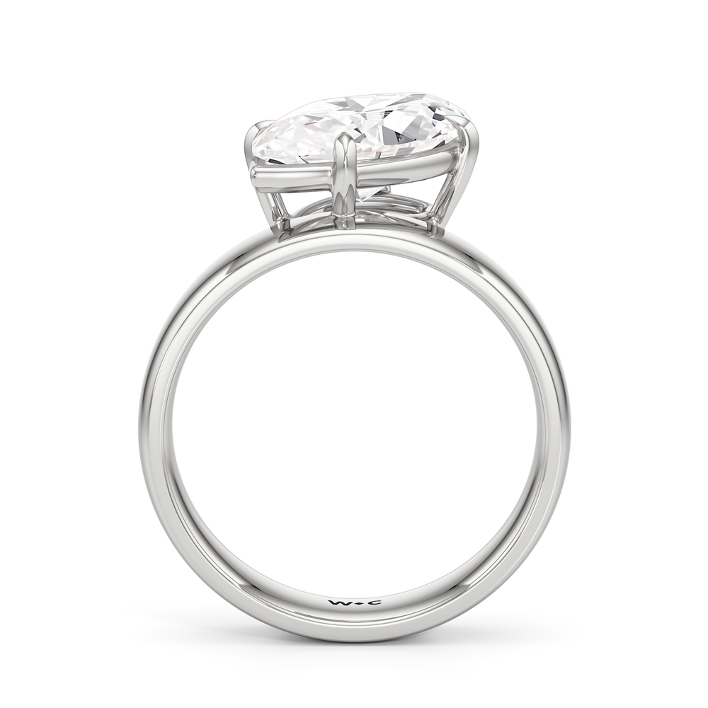 Luna Wide Band Engagement Ring with Marquise Cut Diamond in 14KT Platinum view 2
