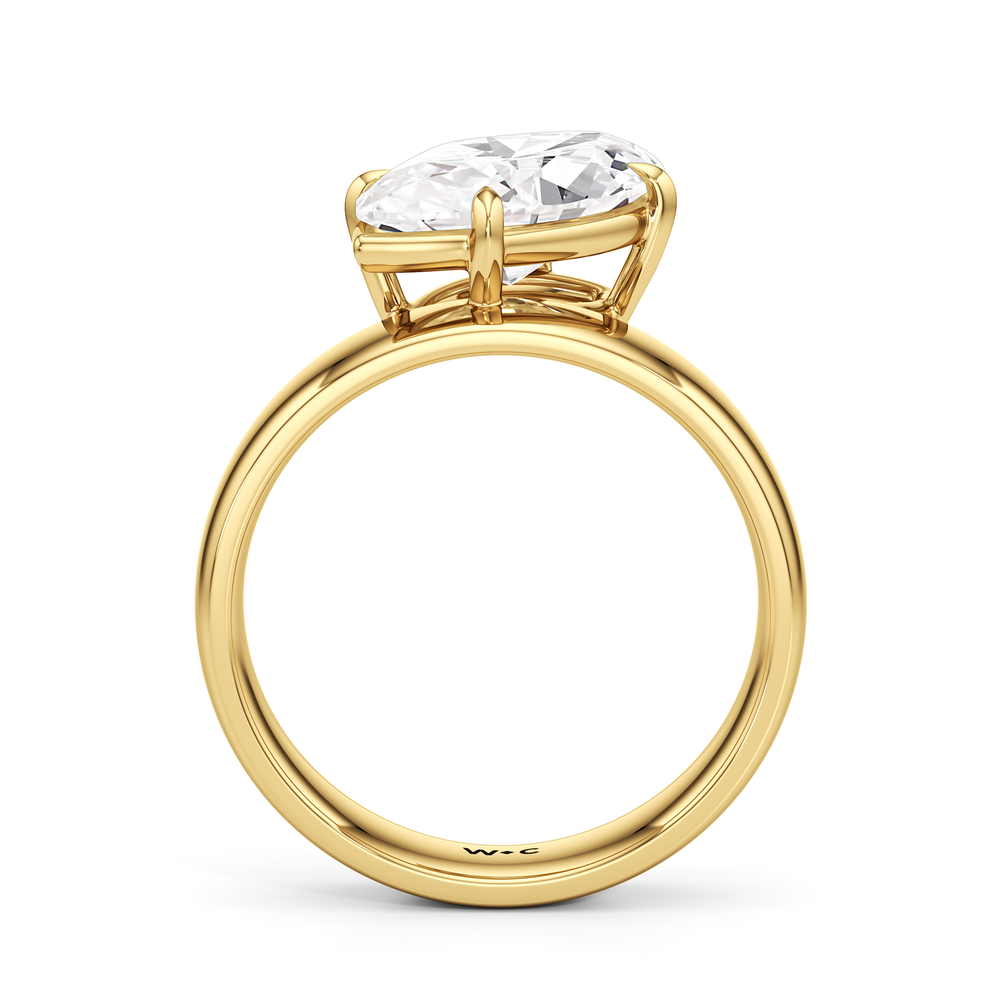 Luna Wide Band Engagement Ring with Marquise Cut Diamond in 14KT Yellow Gold view 2
