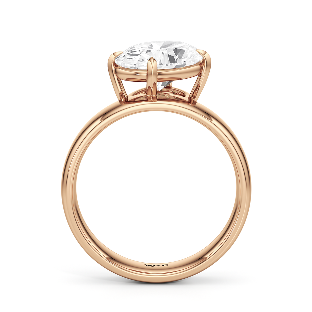 Luna Wide Band Engagement Ring with Oval Cut Diamond in 14KT Rose Gold view 2
