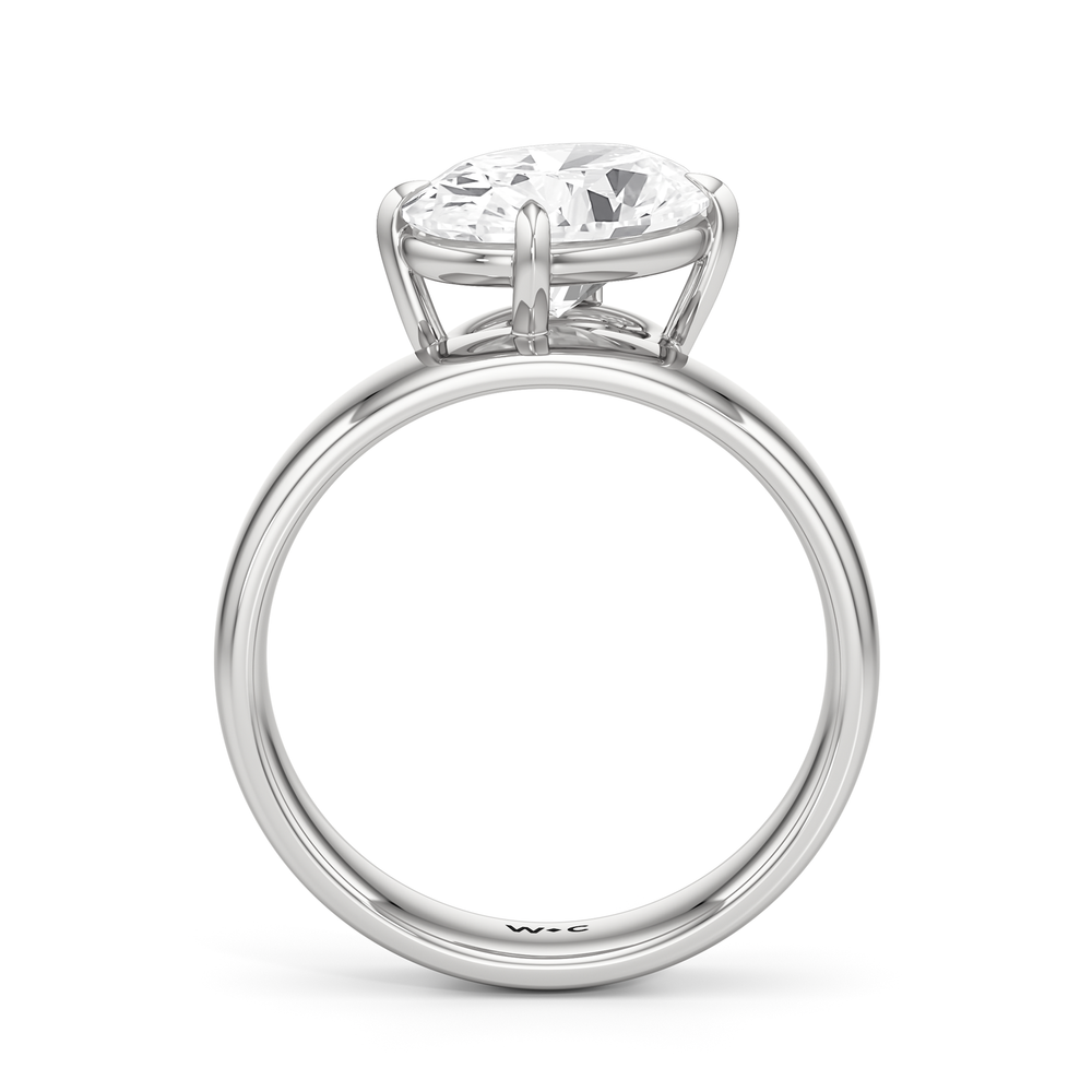 Luna Wide Band Engagement Ring with Oval Cut Diamond in 14KT Platinum view 2
