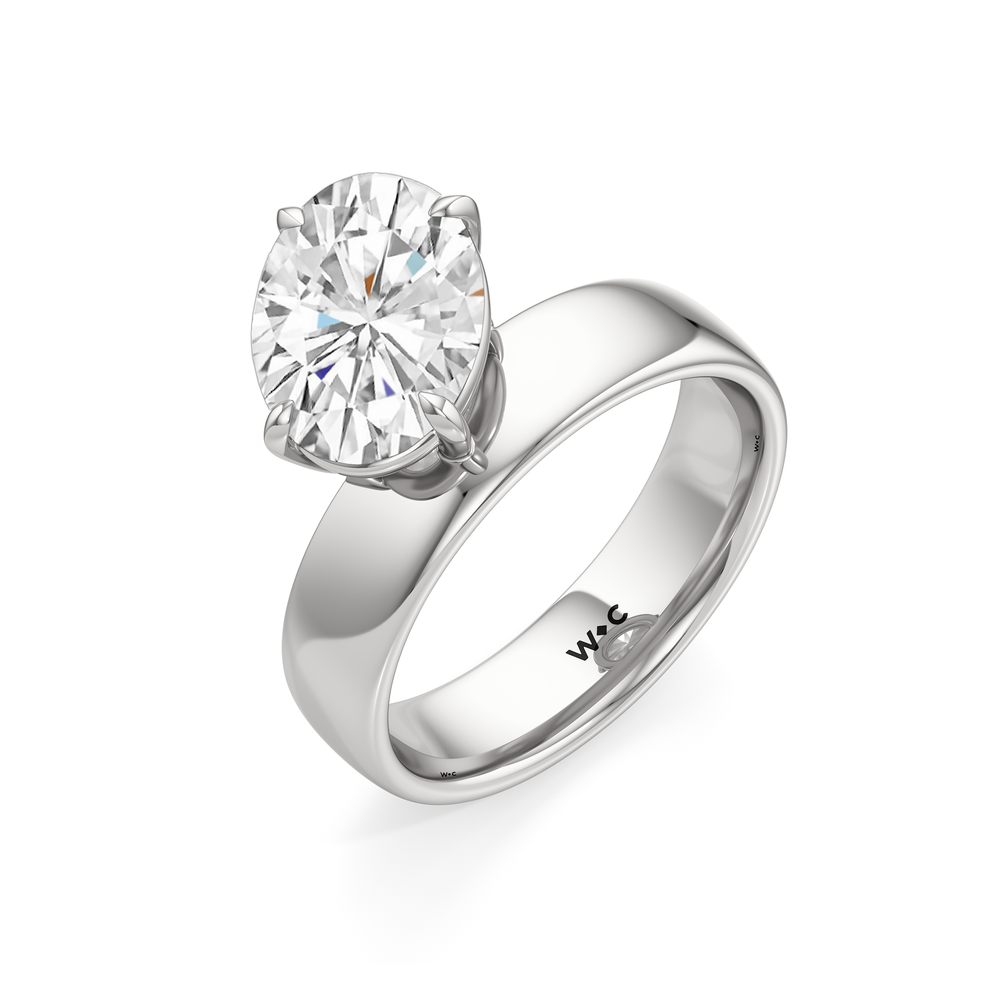Luna Wide Band Engagement Ring with Oval Cut Diamond in 14KT Platinum view 3
