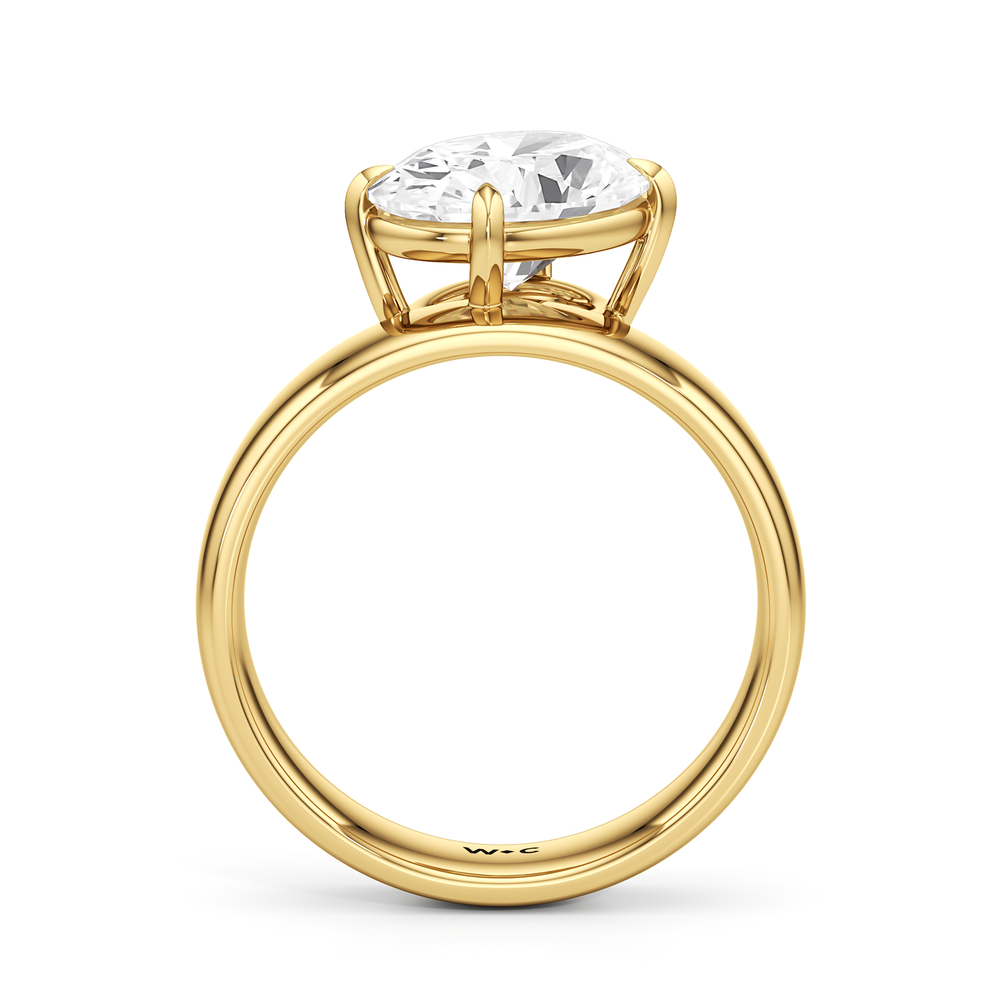 Luna Wide Band Engagement Ring with Oval Cut Diamond in 14KT Yellow Gold view 2
