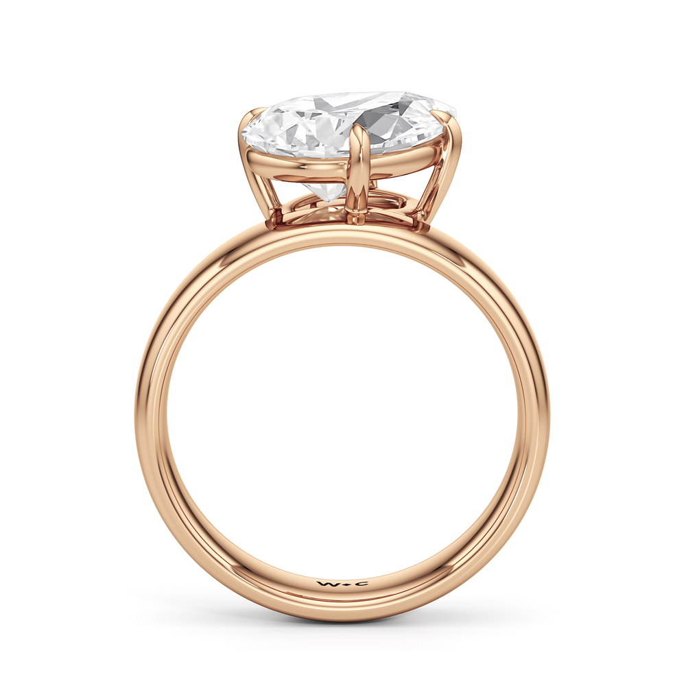 Luna Wide Band Engagement Ring with Pear Cut Diamond in 14KT Rose Gold view 2
