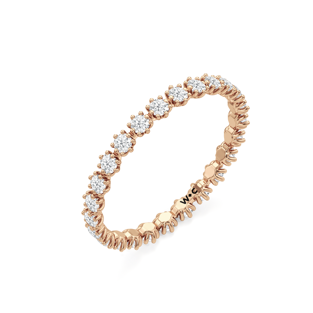 Vera Wide Diamond Wedding Band with 18KT Rose Gold Cut Diamond in 14KT Rose Gold view 4
