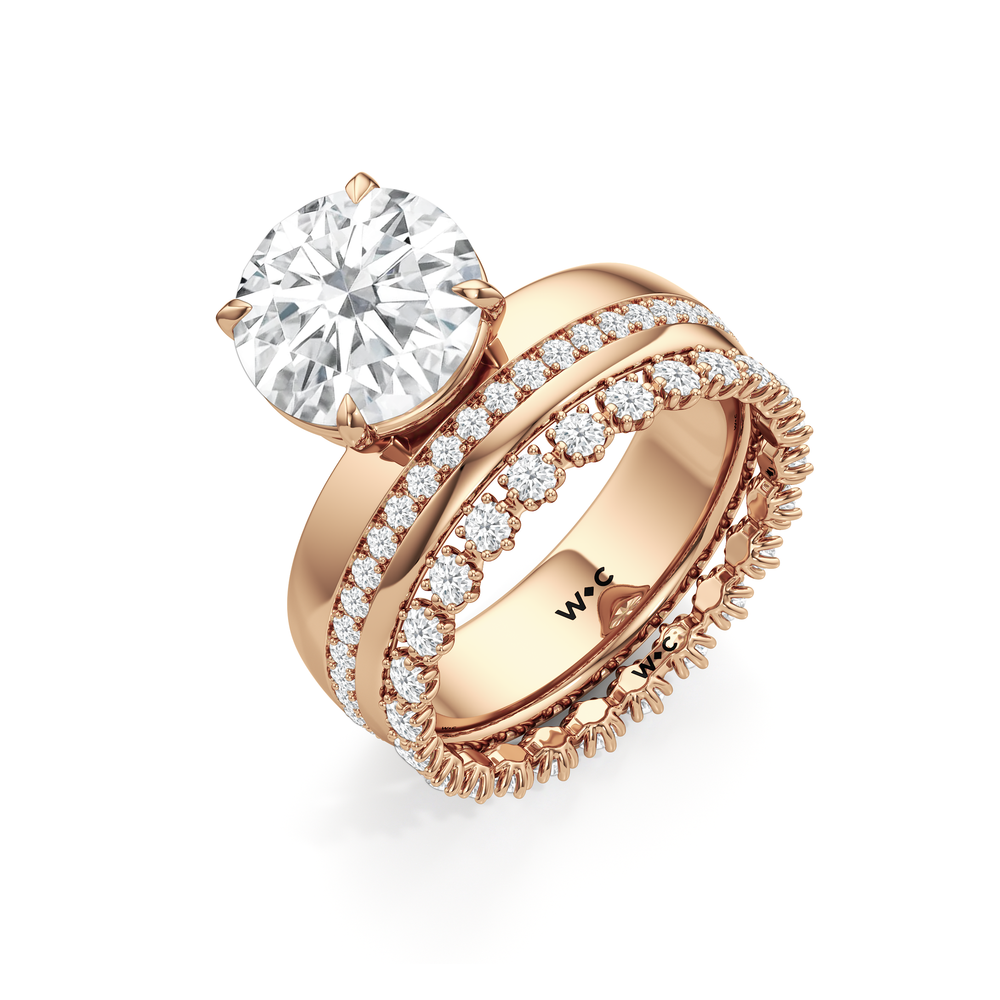 Vera Wide Band Engagement Ring with Princess Cut Diamond in 14KT Rose Gold view 4
