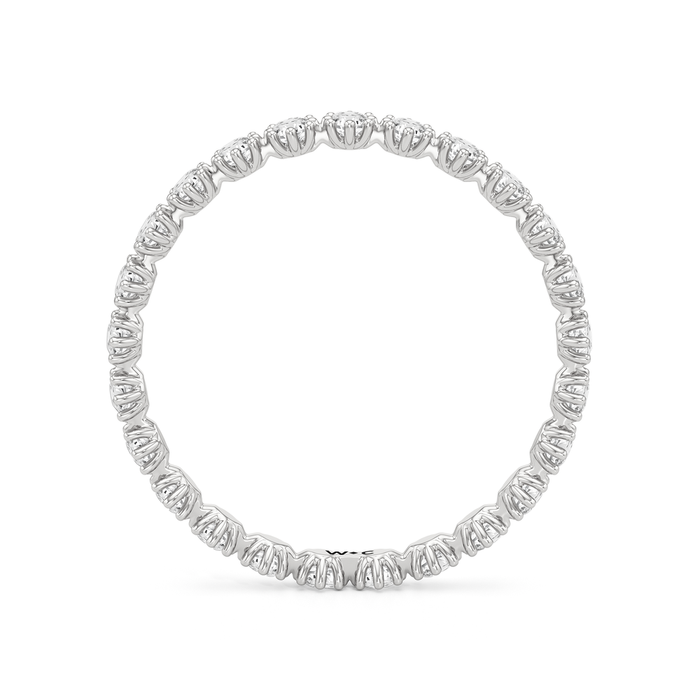 Vera Wide Diamond Wedding Band with Platinum Cut Diamond in 14KT Platinum view 2
