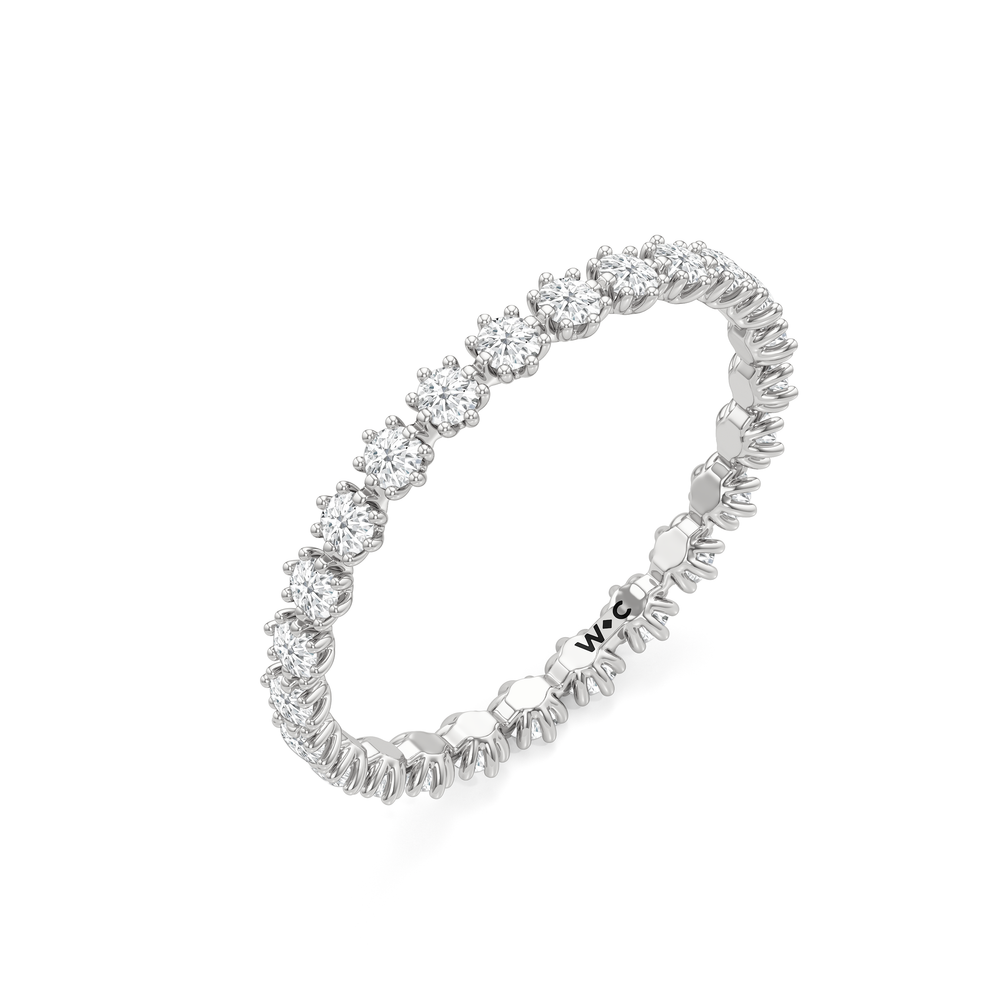 Vera Wide Diamond Wedding Band with Platinum Cut Diamond in 14KT Platinum view 4
