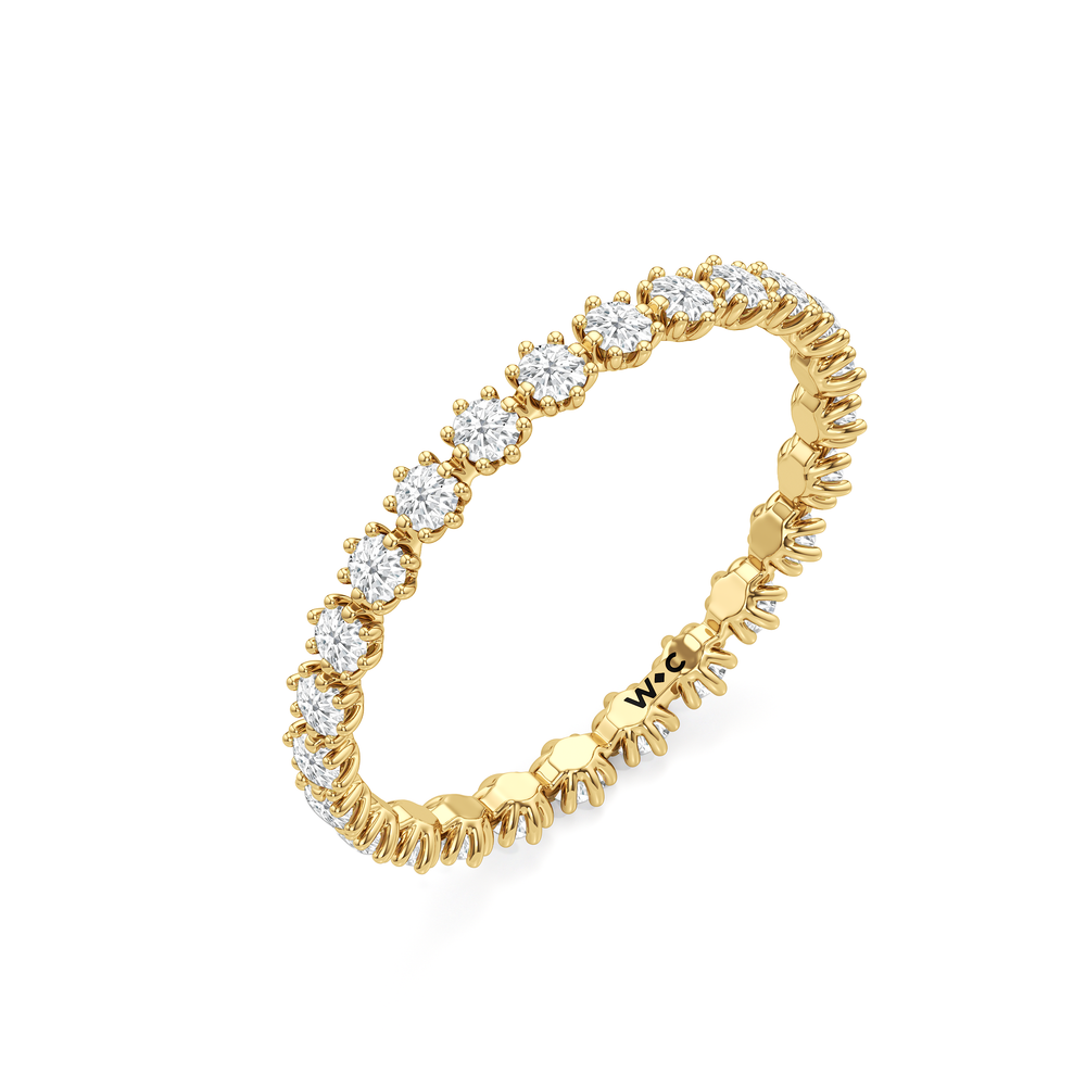 Vera Wide Diamond Wedding Band with 18KT Yellow Gold Cut Diamond in 14KT Yellow Gold view 4
