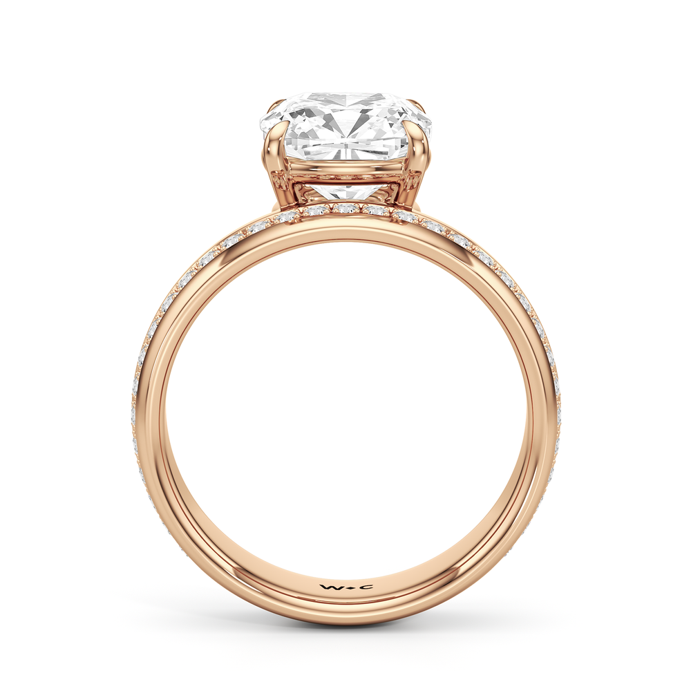 Vera Wide Band Engagement Ring with Cushion Cut Diamond in 14KT Rose Gold view 2
