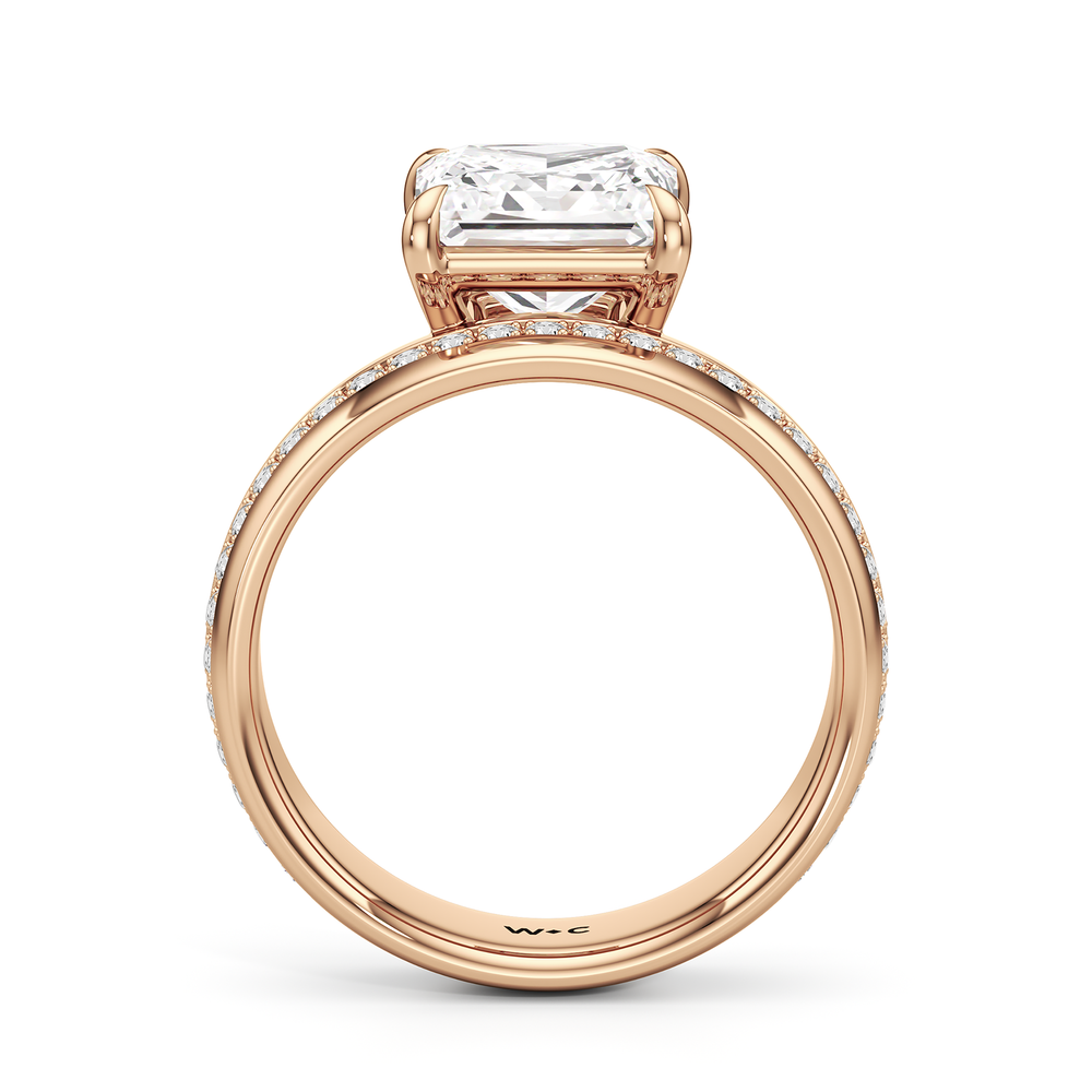 Vera Wide Band Engagement Ring with Princess Cut Diamond in 14KT Rose Gold view 2

