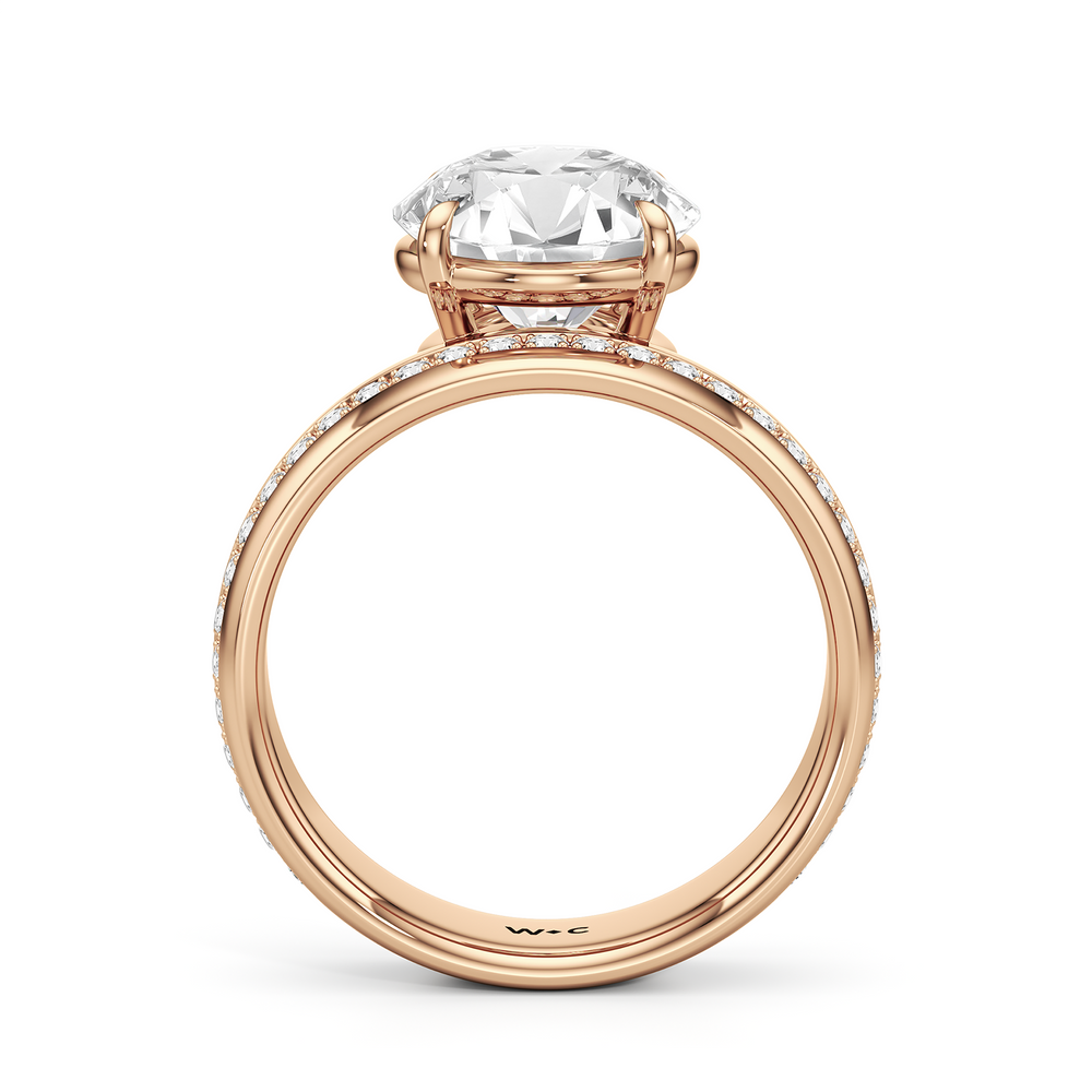 Vera Wide Band Engagement Ring with Round Cut Diamond in 14KT Rose Gold view 2
