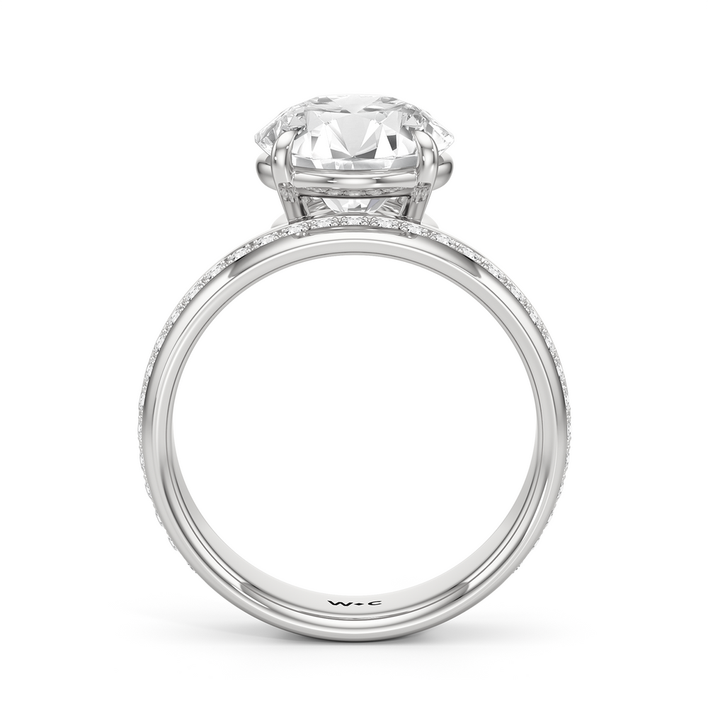 Vera Wide Band Engagement Ring with Round Cut Diamond in 14KT Platinum view 2
