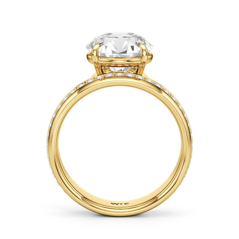 Vera Wide Band Engagement Ring with Round Cut Diamond in 14KT Yellow Gold view 2
