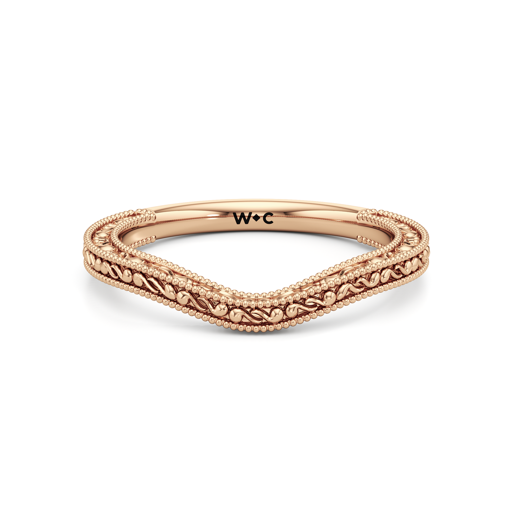 The Seraphine Round Three Stone Wedding Band with 18KT Rose Gold Cut Diamond in 14KT Rose Gold view 2

