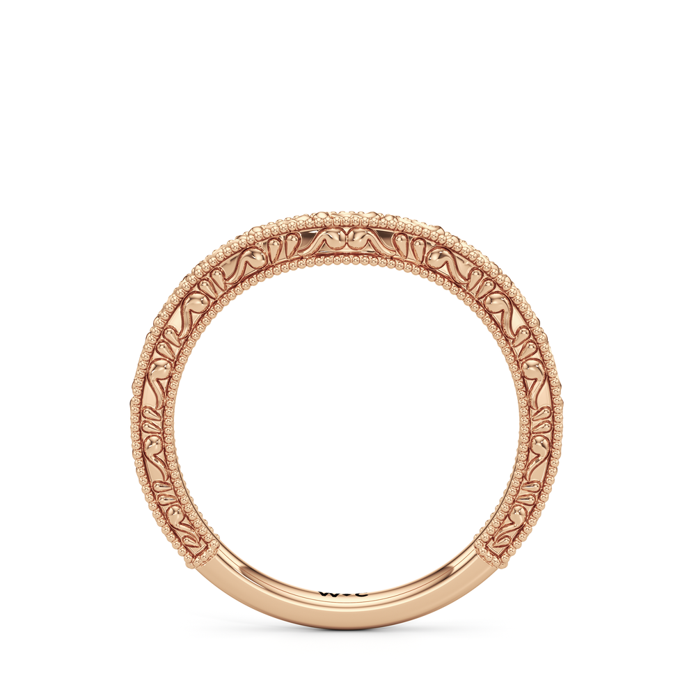 The Marcelline Wedding Band with 18KT Rose Gold Cut Diamond in 14KT Rose Gold view 2
