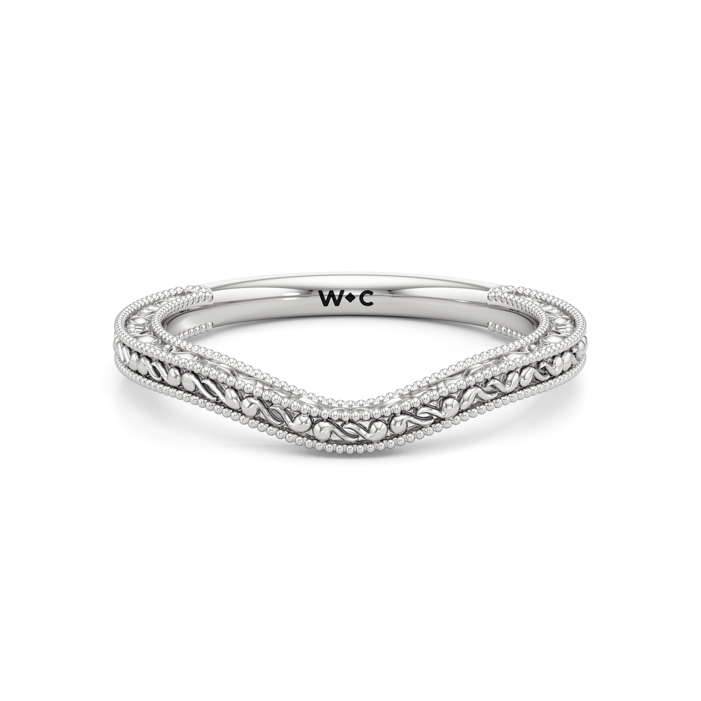 The Seraphine Round Three Stone Wedding Band with Platinum Cut Diamond in 14KT Platinum view 2
