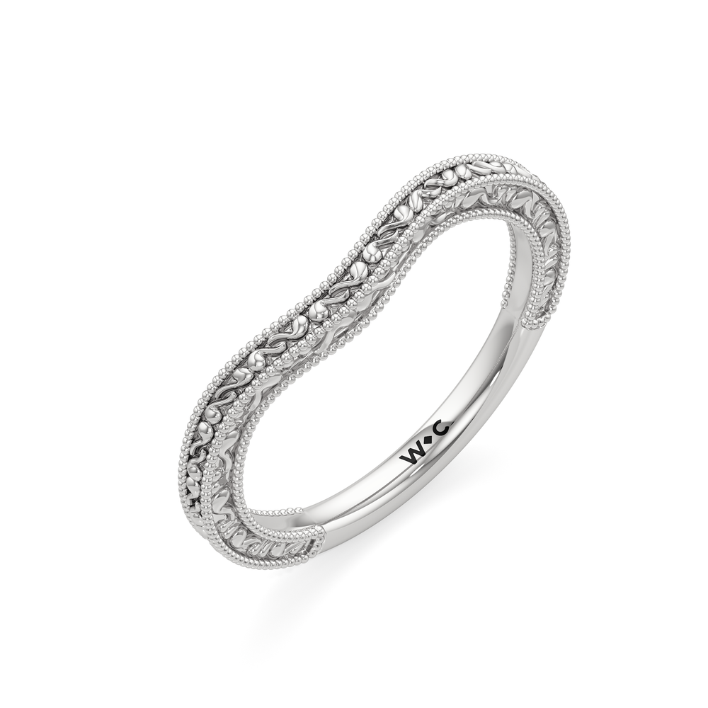 The Marcelline Wedding Band with Platinum Cut Diamond in 14KT Platinum view 4
