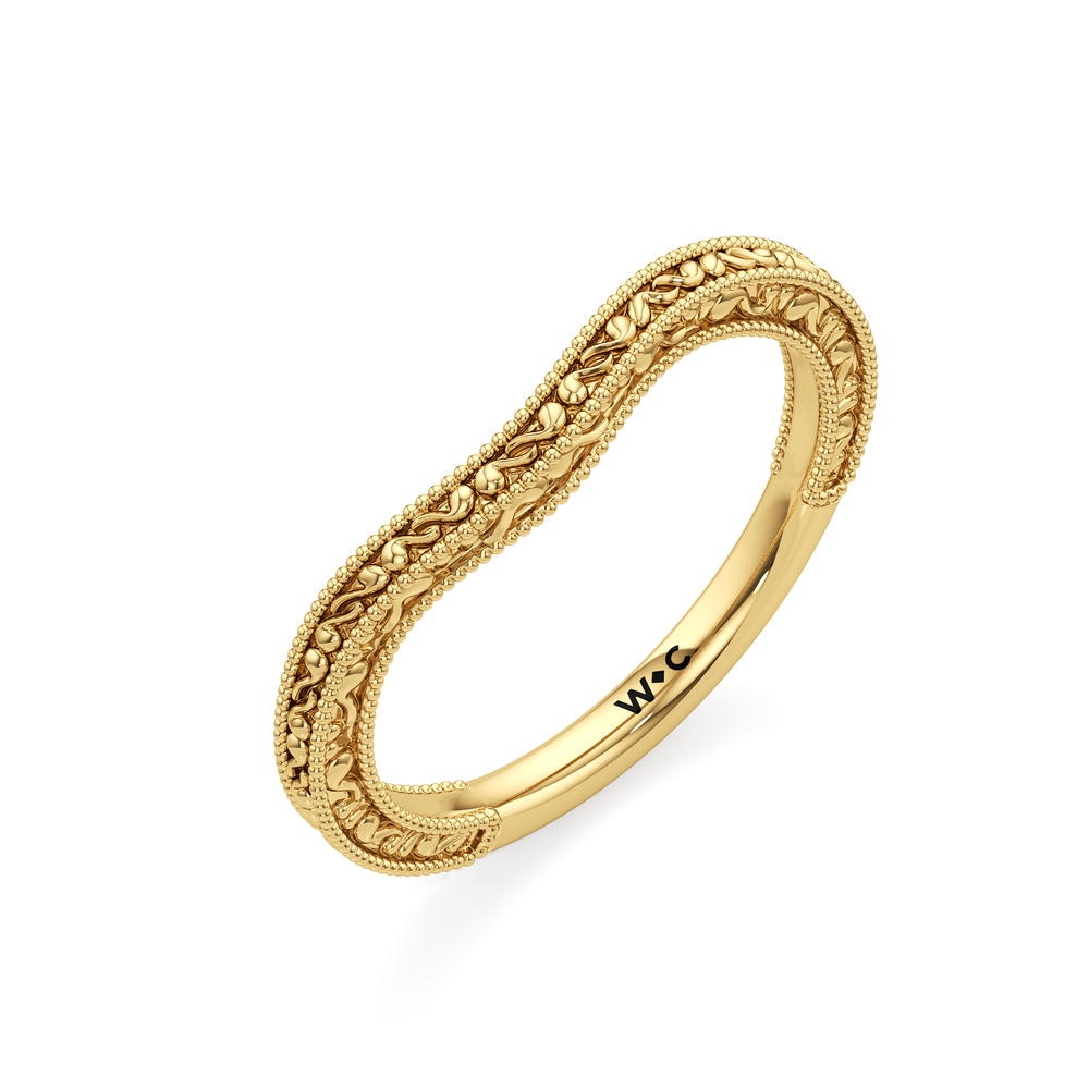 The Marcelline Wedding Band with 18KT Yellow Gold Cut Diamond in 14KT Yellow Gold view 3
