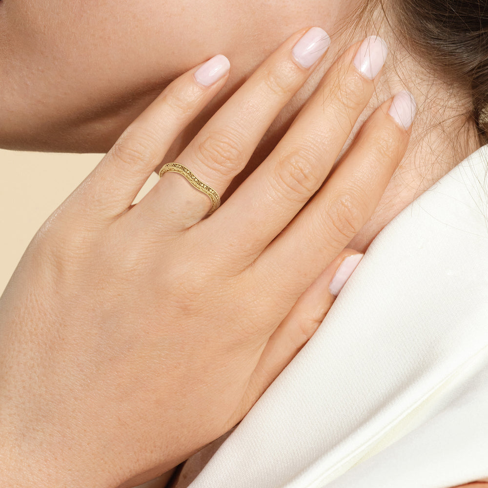 Model Wearing The Marcelline Wedding Band view