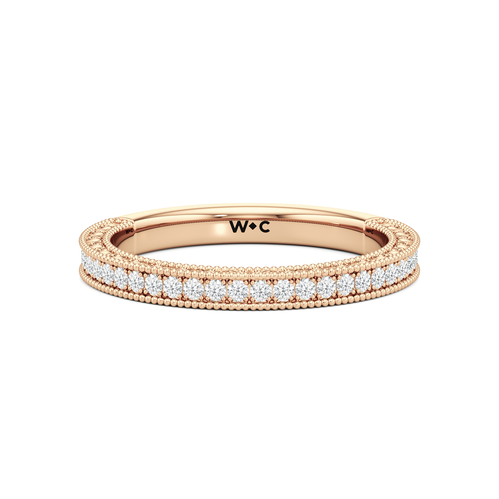 The Seraphine Pavé Wedding Band with 18KT Rose Gold Cut Diamond in 14KT Rose Gold view 2
