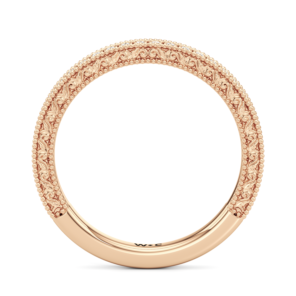 The Isolde Diamond Wedding Band with 18KT Rose Gold Cut Diamond in 14KT Rose Gold view 2
