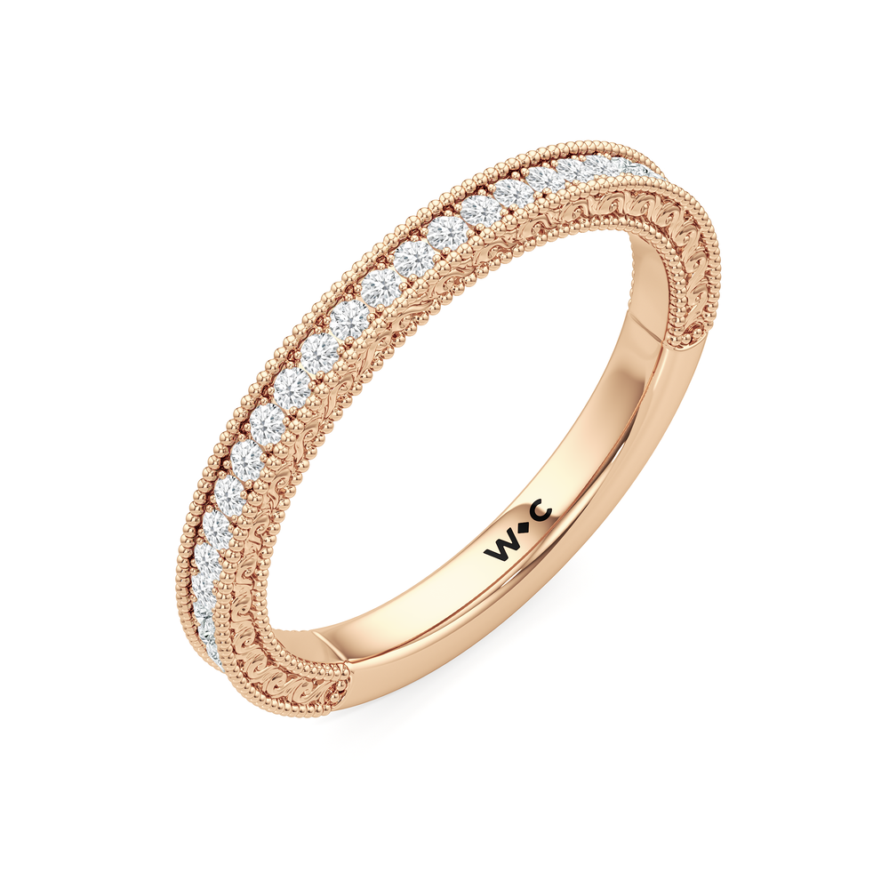 The Isolde Diamond Wedding Band with 18KT Rose Gold Cut Diamond in 14KT Rose Gold view 4
