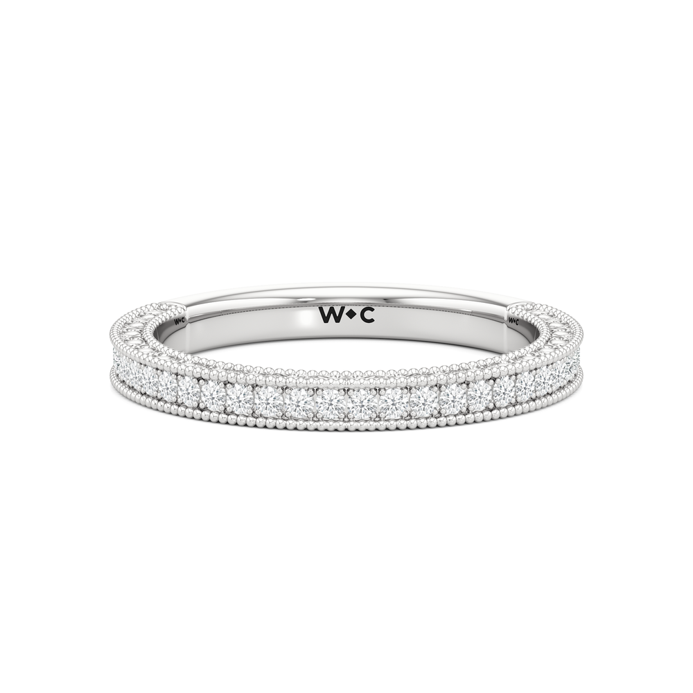 The Isolde Diamond Wedding Band with Platinum Cut Diamond in 14KT Platinum view 1
