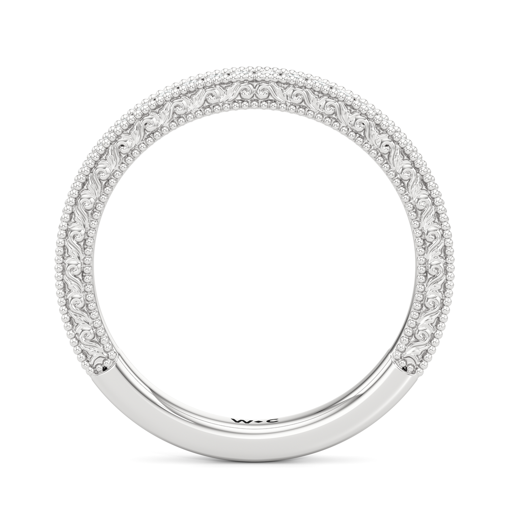 The Isolde Diamond Wedding Band with Platinum Cut Diamond in 14KT Platinum view 2
