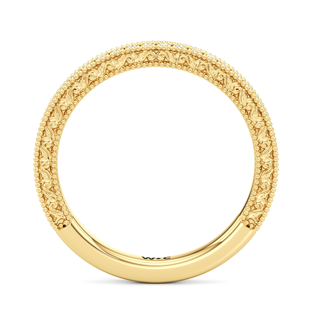 The Isolde Diamond Wedding Band with 18KT Yellow Gold Cut Diamond in 14KT Yellow Gold view 2
