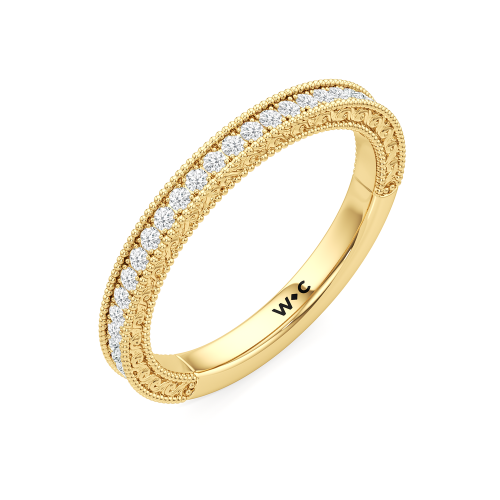 The Isolde Diamond Wedding Band with 18KT Yellow Gold Cut Diamond in 14KT Yellow Gold view 4
