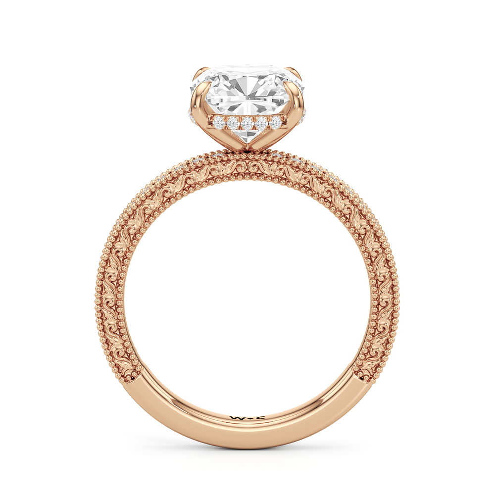 Cushion Cut The Isolde Ring with Lab Grown Diamond in 14KT Rose Gold view 2
