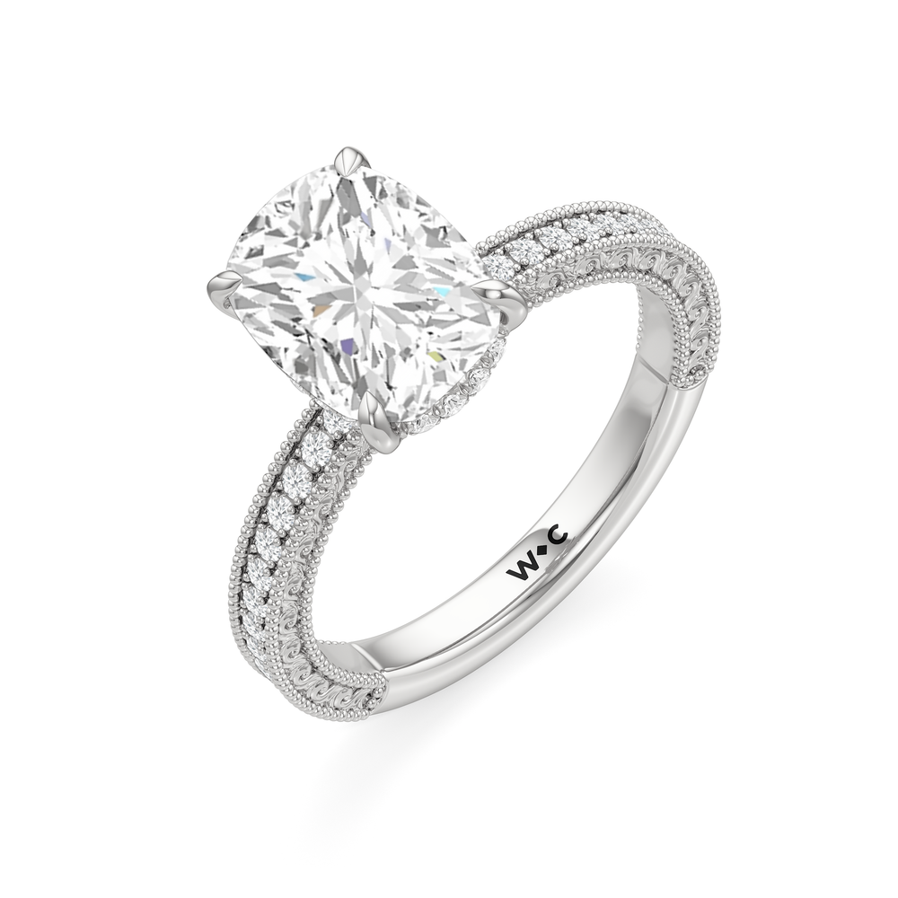 Elongated Cushion Cut The Isolde Ring with Lab Grown Diamond in 14KT Platinum view 3
