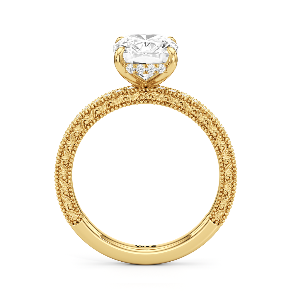 Elongated Cushion Cut The Isolde Ring with Lab Grown Diamond in 14KT Yellow Gold view 2
