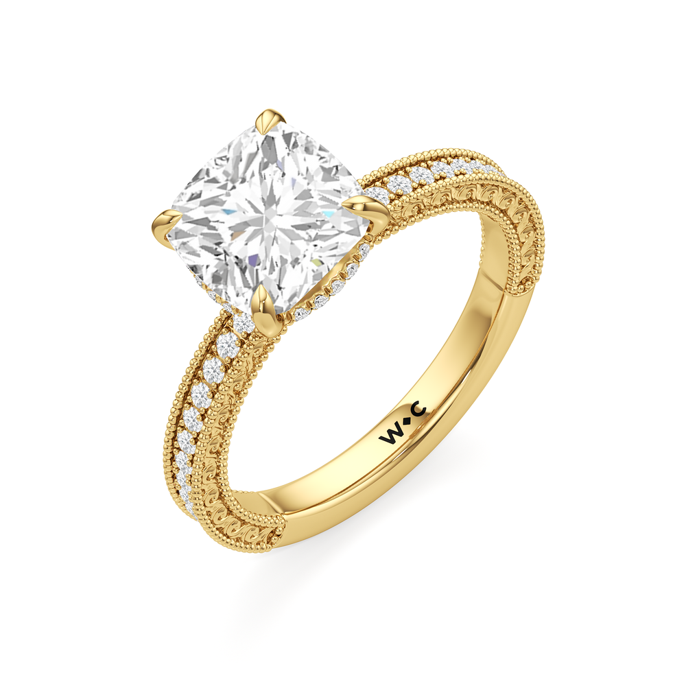 Cushion Cut The Isolde Ring with Lab Grown Diamond in 14KT Yellow Gold view 3
