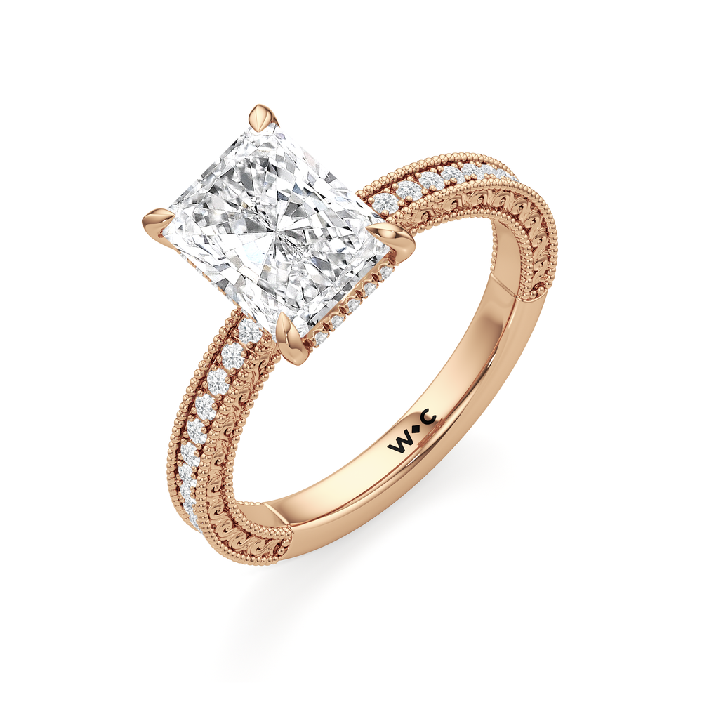 Radiant Cut The Isolde Ring with Lab Grown Diamond in 14KT Rose Gold view 3
