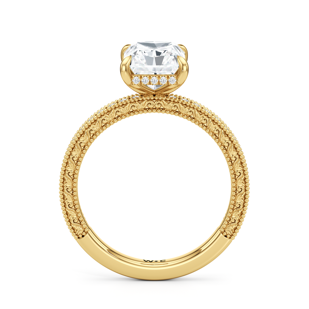 Radiant Cut The Isolde Ring with Lab Grown Diamond in 14KT Yellow Gold view 2
