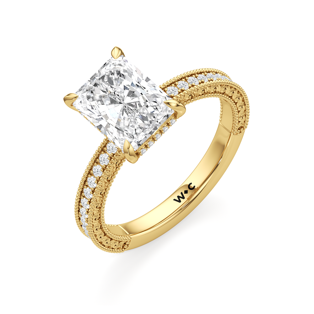 Radiant Cut The Isolde Ring with Lab Grown Diamond in 14KT Yellow Gold view 3
