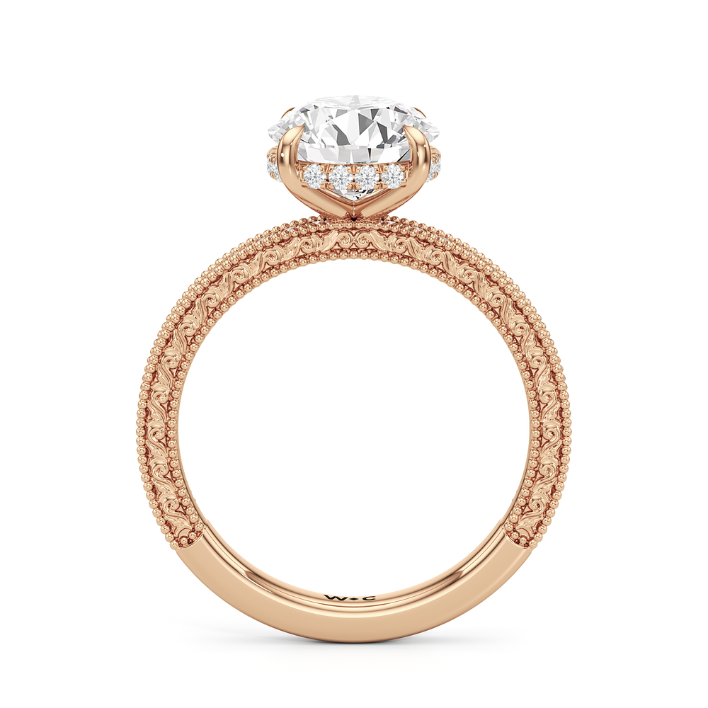 Round Cut The Isolde Ring with Lab Grown Diamond in 14KT Rose Gold view 2
