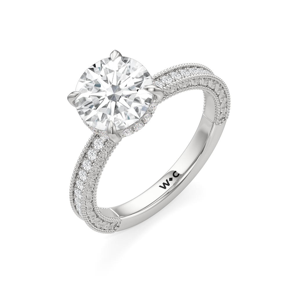 Round Cut The Isolde Ring with Lab Grown Diamond in 14KT Platinum view 3
