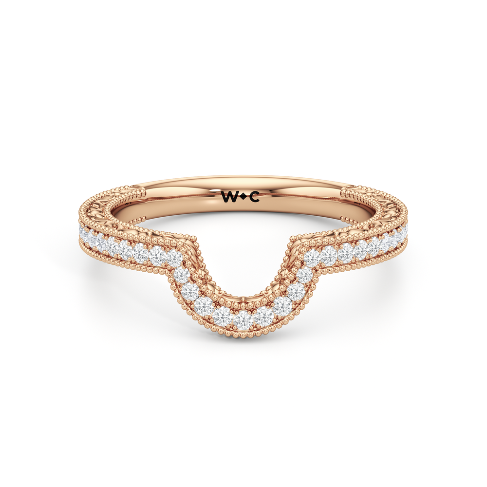 The Elodie Diamond Wedding Band with 18KT Rose Gold Cut Diamond in 14KT Rose Gold view 1
