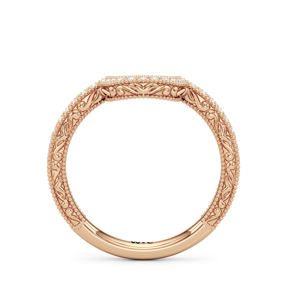 The Elodie Diamond Wedding Band with 18KT Rose Gold Cut Diamond in 14KT Rose Gold view 2
