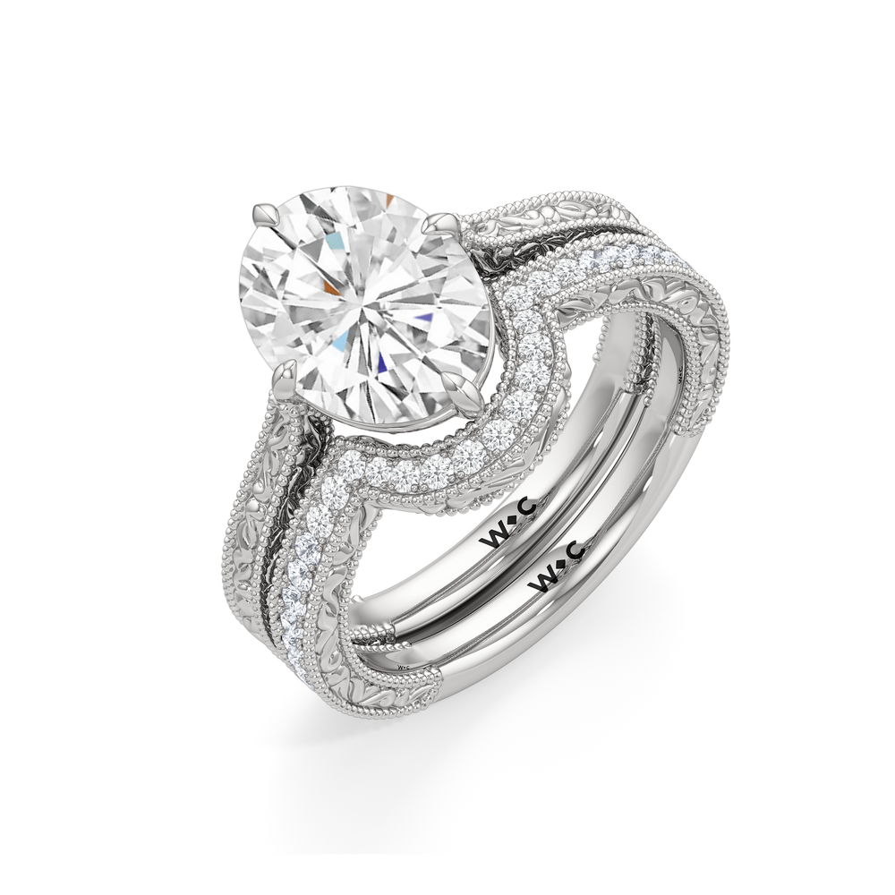 Emerald Cut The Elodie Ring with Lab Grown Diamond in 14KT Platinum view 4
