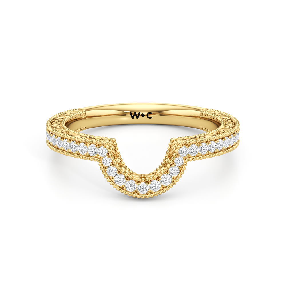 The Seraphine Low-Profile Wedding Band with 18KT Yellow Gold Cut Diamond in 14KT Yellow Gold view 2

