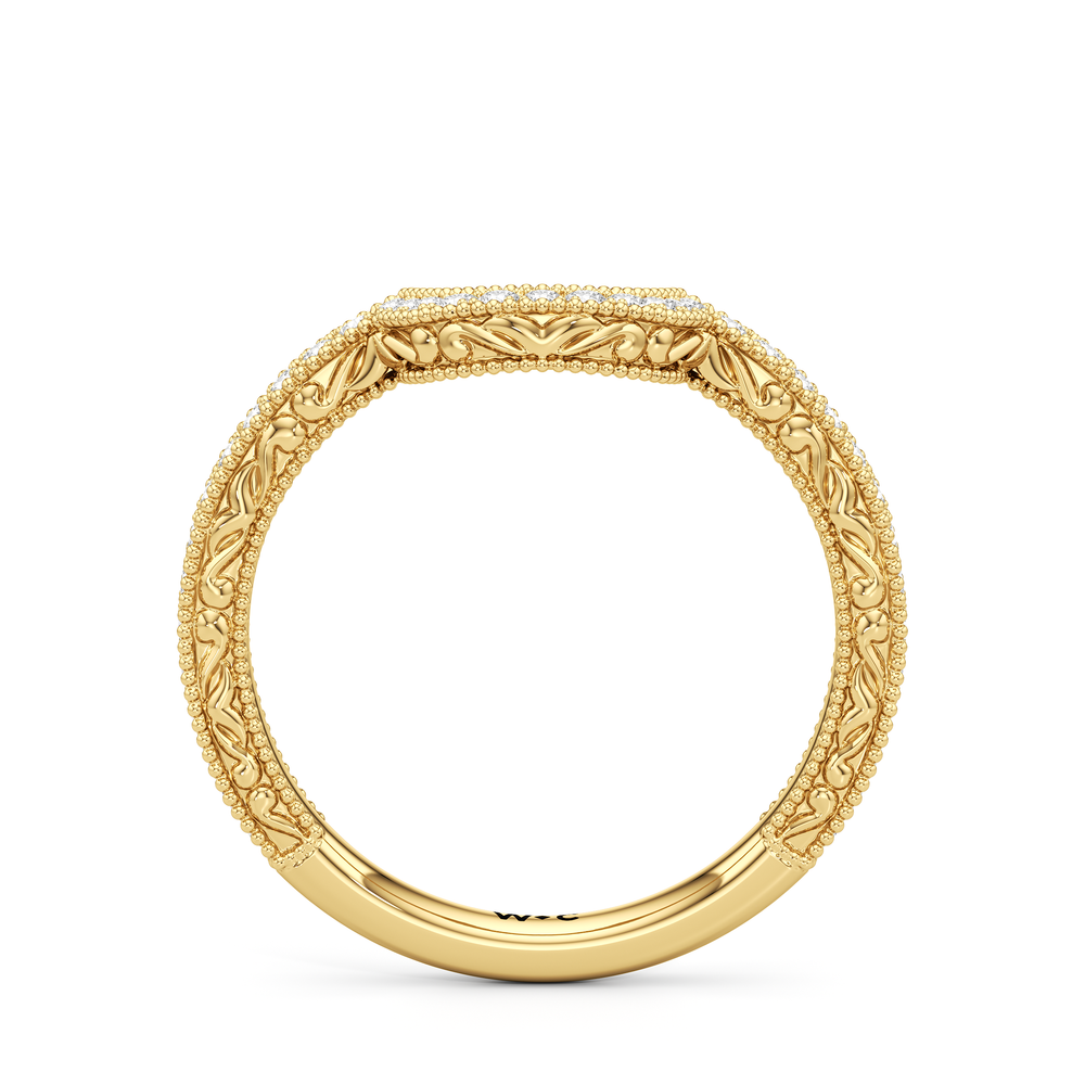The Elodie Diamond Wedding Band with 18KT Yellow Gold Cut Diamond in 14KT Yellow Gold view 2
