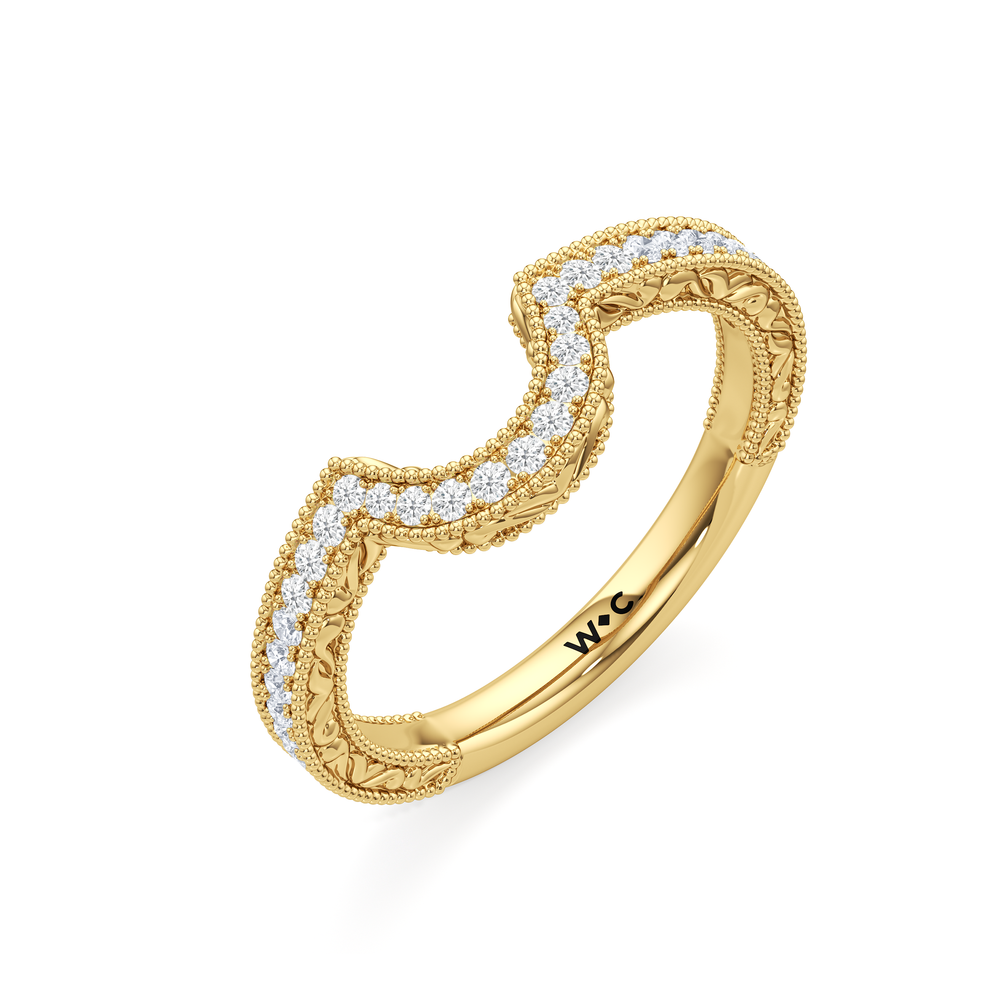 The Elodie Diamond Wedding Band with 18KT Yellow Gold Cut Diamond in 14KT Yellow Gold view 4
