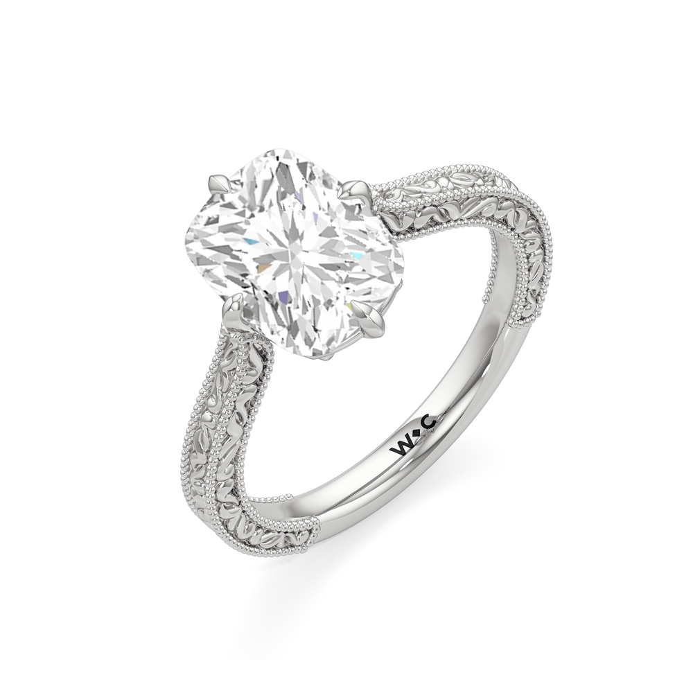 Elongated Cushion Cut The Elodie Ring with Lab Grown Diamond in 14KT Platinum view 4
