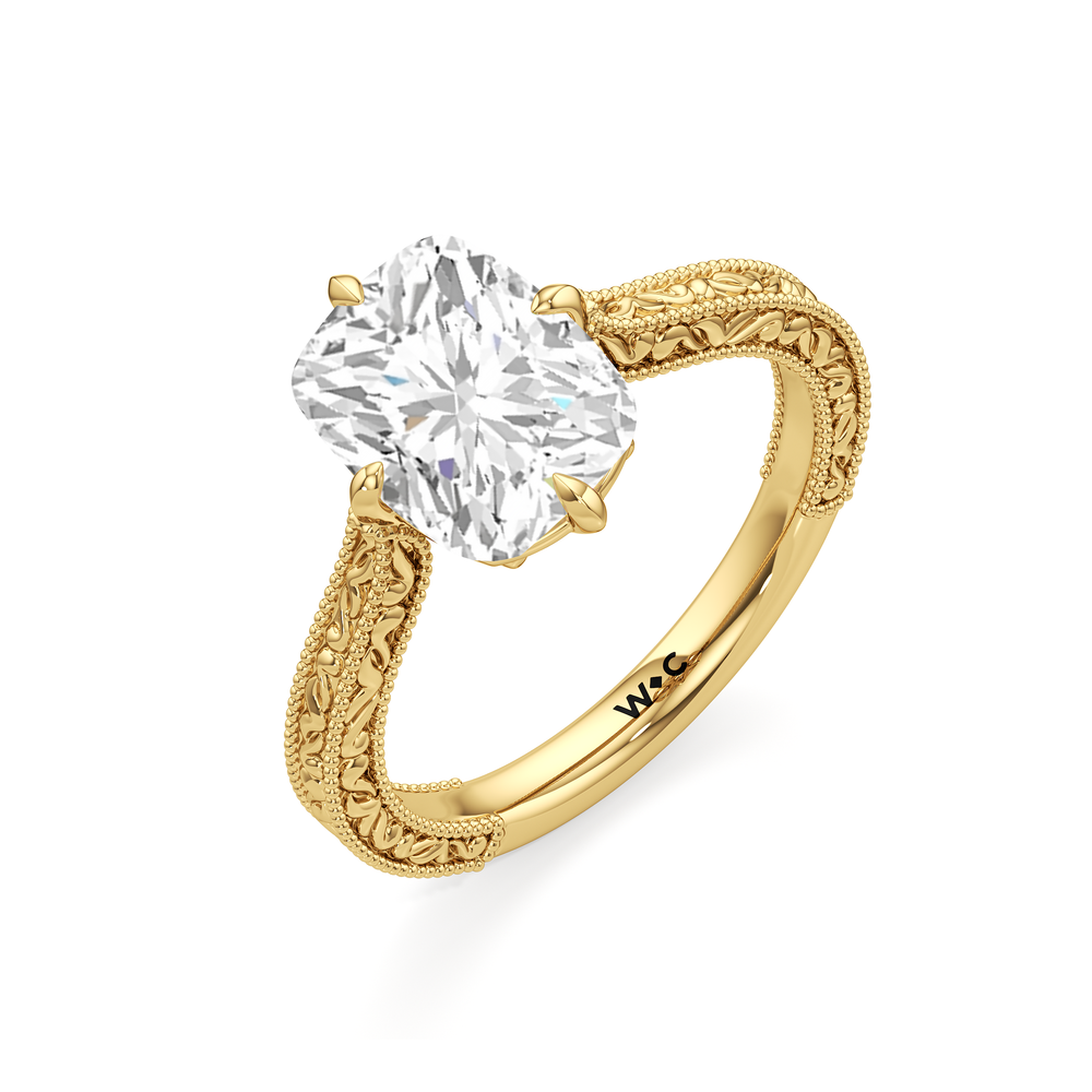Elongated Cushion Cut The Elodie Ring with Lab Grown Diamond in 14KT Yellow Gold view 4
