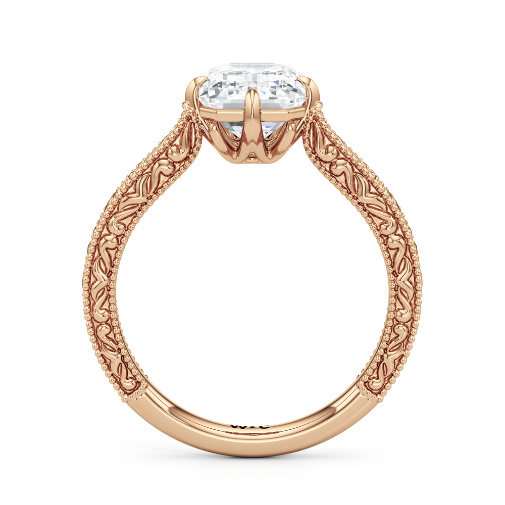 Emerald Cut The Elodie Ring with Lab Grown Diamond in 14KT Rose Gold view 2

