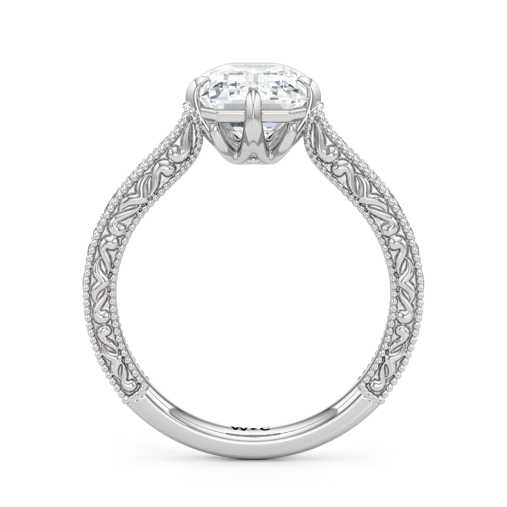 Emerald Cut The Elodie Ring with Lab Grown Diamond in 14KT Platinum view 2
